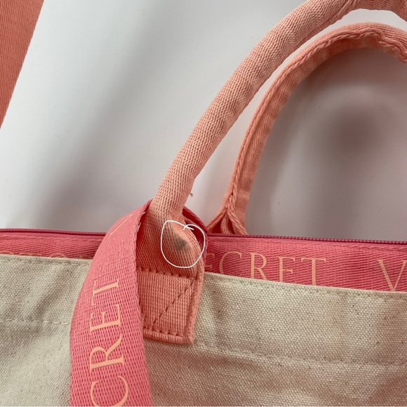 Victoria’s Secret Cream/Pink Insulated 2-in-1 Weekender Cooler Tote Bag - Picture 4 of 8